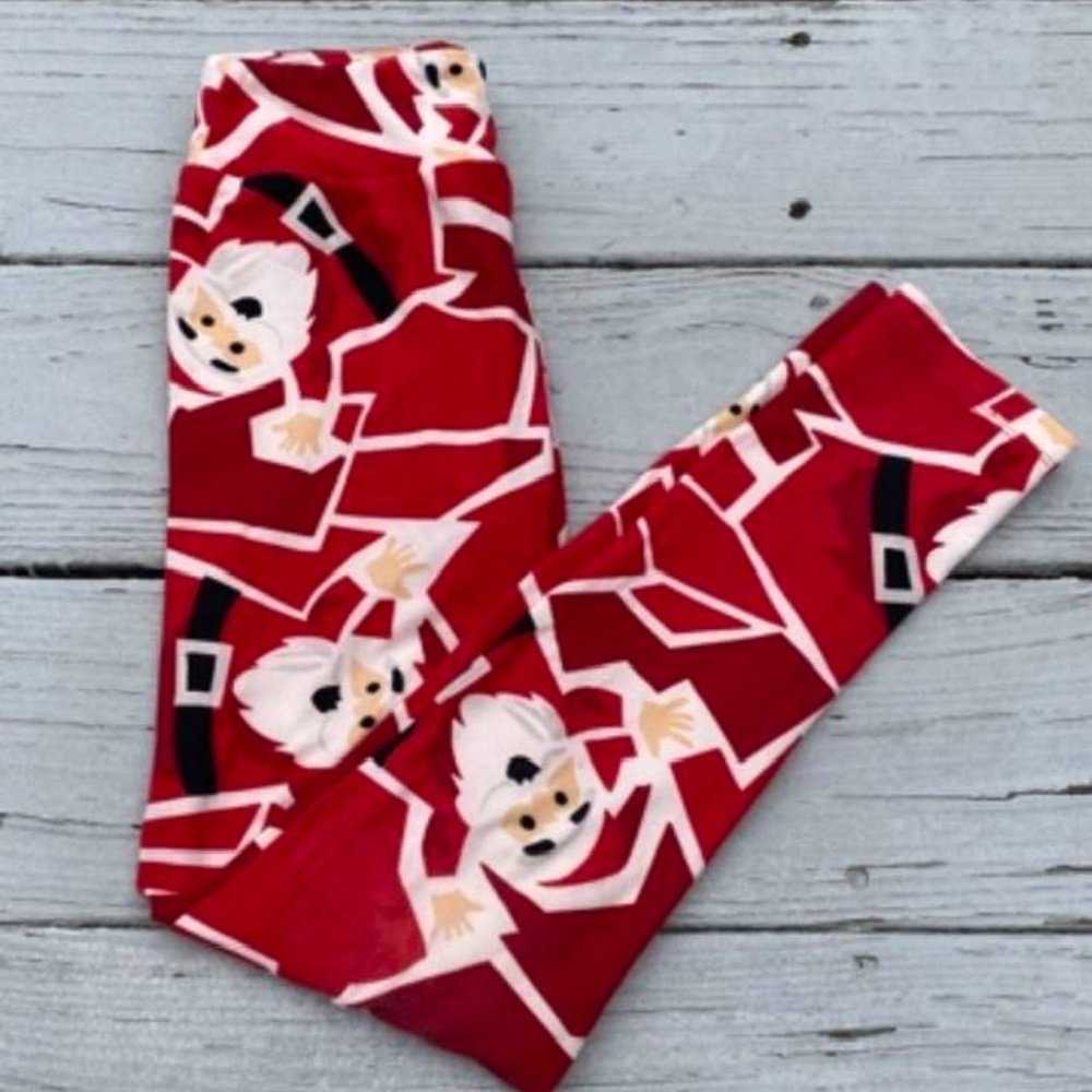 Lularoe Tween Leggings Santa Christmas Holiday Rare